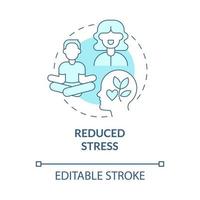réduire l'icône de concept turquoise de stress. pratique spirituelle pour la clarté mentale idée abstraite illustration en ligne mince. dessin de contour isolé. trait modifiable. roboto-medium, une myriade de polices pro-gras utilisées vecteur