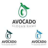 modèle d'illustration créative de conception de logo de fruits frais d'avocat vecteur