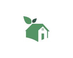 Logo maison nature feuille verte vecteur