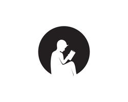 Logo de lecture de livre et symboles Silhouette Illustration noir. vecteur