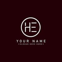 lettre initiale he logo - logo d'entreprise minimal pour l'alphabet h et e vecteur