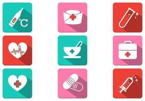 Longue ombre Medical Icon Pack Vector