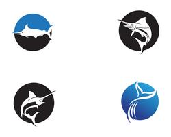 Icône logo et symboles du poisson saut Marlin vecteur
