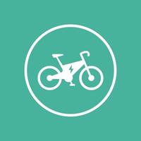 icône de vélo électrique, transport écologique, pictogramme de vélo électrique, icône plate sur vert, illustration vectorielle vecteur