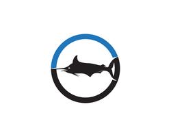 Icône logo et symboles du poisson saut Marlin vecteur