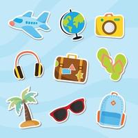 autocollants de voyage pack de vacances couleur plate vecteur