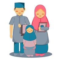 personnage de vecteur pour la famille musulmane avec fils et fille