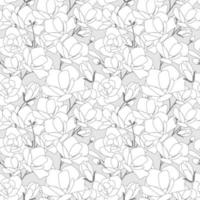 modèle sans couture de style doodle fleur de magnolia vecteur