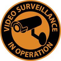 avertissement vidéosurveillance en fonctionnement signe fond blanc vecteur