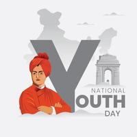 swami vivekananad journée de la jeunesse indienne vecteur