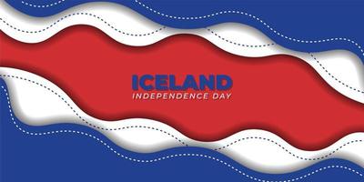 conception de la fête de l'indépendance de l'islande avec un design de fond découpé en papier rouge et bleu vecteur