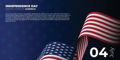 bonne fête de l'indépendance pour les états-unis d'amérique avec un design de drapeau américain en agitant. drapeau américain fond illustration vectorielle. vecteur