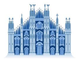 cathédrale de milan bleu illustration style plat nouveau vecteur