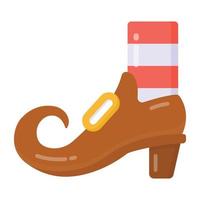 une icône de chaussure d'halloween d'horreur au design plat vecteur