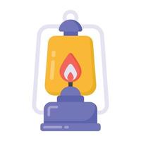 icône de lanterne vintage au design plat, lampe à bougie vecteur