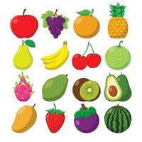jeu d'icônes de fruits vecteur