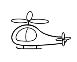 icône d'hélicoptère dans le style doodle. illustration pour l'impression, les arrière-plans, les couvertures, les emballages, les cartes de voeux, les affiches, les autocollants, le design textile et saisonnier. isolé sur fond blanc. vecteur
