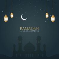 ramadan kareem fond ornemental islamique de luxe avec lanternes et mosquée vecteur