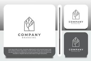 modèle de conception de logo monochrome, avec des icônes d'arbres et de plantes vecteur