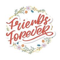 meilleur ami pour toujours jour de l'amitié âme soeur avec conception de lettrage coeur meilleur ami pour toujours bff besties vecteur