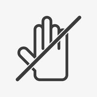 icône de vecteur de main croisée isolé sur fond blanc. ne pas toucher le symbole
