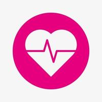 icône liée aux soins de santé et à la médecine dans un cercle rose. symbole de fréquence cardiaque. signe ecg cardiaque vecteur