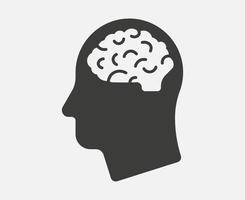 tête humaine avec l'icône de vecteur de cerveau isolé sur fond blanc
