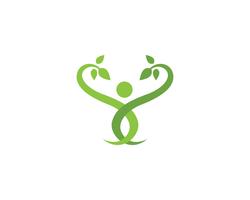 Modèle de logo vectoriel arbre vert personnes identité carte