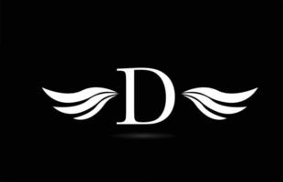 icône de logo de lettre d alphabet noir et blanc avec la conception d'ailes. modèle créatif pour entreprise et entreprise vecteur