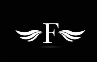 icône de logo lettre f alphabet noir et blanc avec la conception d'ailes. modèle créatif pour entreprise et entreprise vecteur