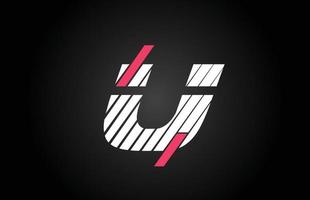 conception de ligne u création de logo d'icône de lettre de l'alphabet. modèle créatif pour entreprise et entreprise de couleur rose et blanche vecteur