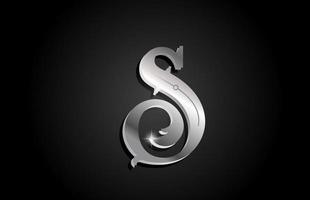 création de logo d'icône de lettre alphabet s en métal argenté. modèle créatif pour entreprise ou entreprise de couleur grise vecteur