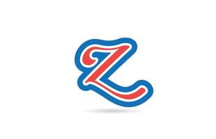 icône de conception de logo de lettre alphabet z manuscrite bleu rouge. modèle créatif pour les entreprises et les entreprises vecteur