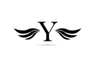 création d'icône de logo lettre alphabet y avec des ailes. modèle créatif pour entreprise et entreprise en blanc et noir vecteur