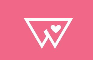 W amour coeur alphabet lettre logo icône avec couleur rose et ligne. conception créative pour une entreprise ou une entreprise de site de rencontre vecteur