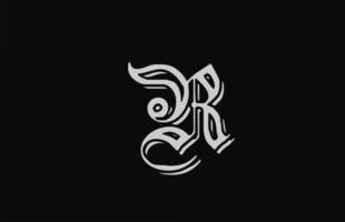 icône de conception de logo de lettre alphabet r blanc vintage. modèle créatif pour entreprise ou entreprise avec fond noir vecteur