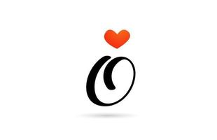 création manuscrite de logo d'icône de lettre de l'alphabet o. modèle créatif pour les entreprises avec coeur d'amour vecteur