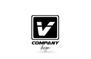 icône du logo lettre v alphabet avec un design noir et blanc et un carré. modèle créatif pour entreprise et entreprise vecteur