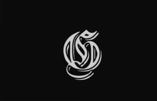 icône de conception de logo de lettre alphabet g blanc vintage. modèle créatif pour entreprise ou entreprise avec fond noir vecteur