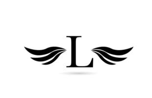 L'icône du logo de la lettre de l'alphabet avec des ailes. modèle créatif pour entreprise et entreprise en blanc et noir vecteur