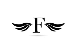 f création d'icône de logo lettre alphabet avec des ailes. modèle créatif pour entreprise et entreprise en blanc et noir vecteur