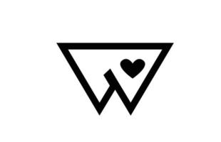 w amour coeur alphabet lettre icône logo avec couleur et ligne noir et blanc. conception créative pour entreprise ou entreprise vecteur