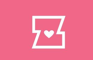 Z love heart alphabet lettre logo icône avec couleur rose et ligne. conception créative pour une entreprise ou une entreprise de site de rencontres vecteur