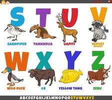 alphabet éducatif serti de personnages d'animaux de dessin animé
