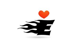 e icône de conception de logo lettre alphabet. modèle créatif pour les entreprises avec des flammes de coeur d'amour vecteur