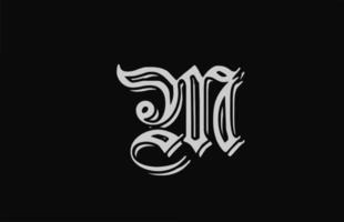 icône de conception de logo de lettre alphabet m blanc vintage. modèle créatif pour entreprise ou entreprise avec fond noir vecteur