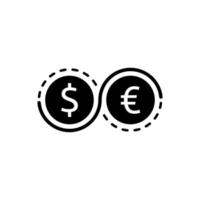 icône simple d'échange d'argent. signe de devise bancaire. symbole de transfert en espèces euro et dollar. éléments de conception de qualité vecteur