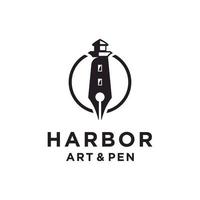 inspiration de conception de logo phare et stylo vecteur