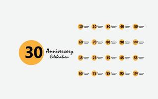 définir l & # 39; année anniversaire célébration couleur jaune vecteur modèle illustration de conception