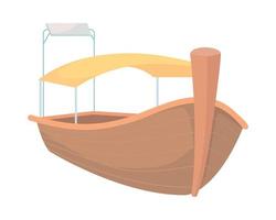 bateau avec auvent objet vectoriel de couleur semi-plat